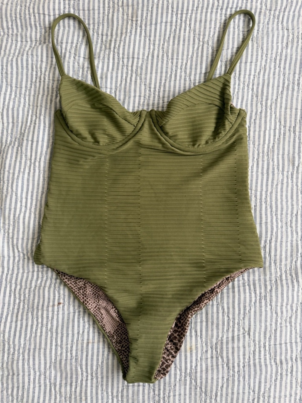 acacia swimwear Olive and Brown Leopard Lined One-Piece